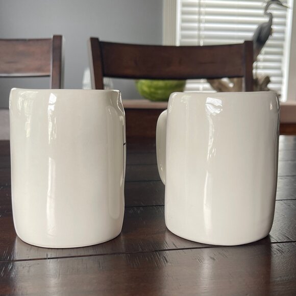 Rea Dunn His & Hers Black Print Hand Crafted Set of 2 Large 16 oz Mugs - Picture 7 of 10